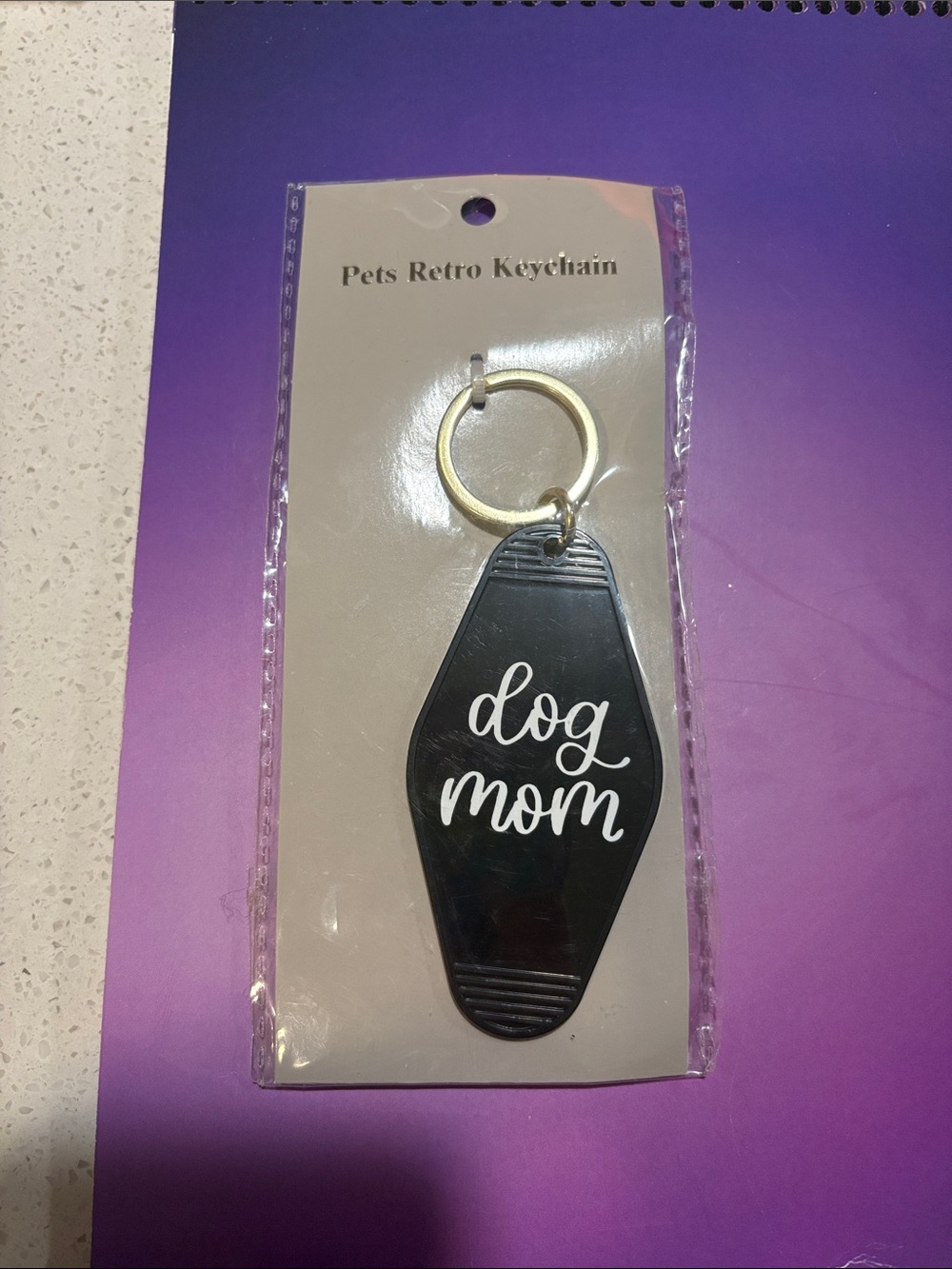 Dog Mom Keychain - Black Pet Retro Keychain